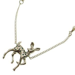 Chanel Bambi CC Logo Rhinestone Necklace Gold